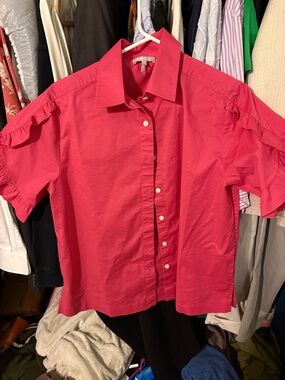 Hinson Wu Button-Front Ruffle Sleeve Shirt - Pink